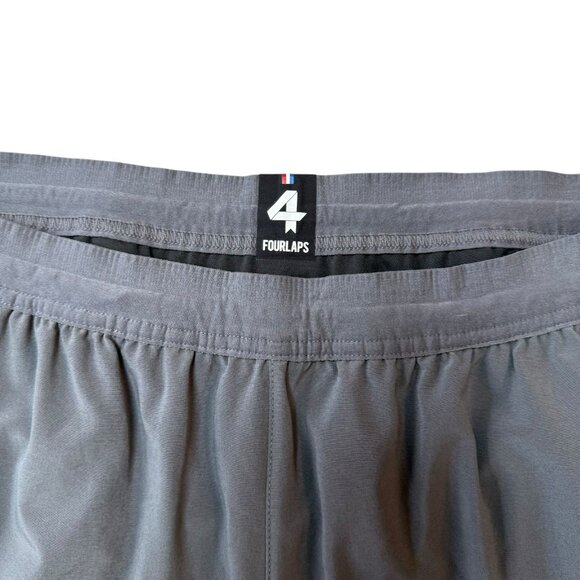 Fourlaps Athletic Running Shorts Lined Training Gym Workout Gray Black Mens XL - Picture 7 of 8